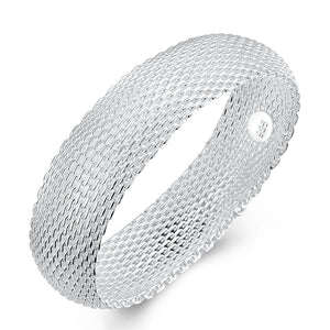Thick Mesh Bangle in 18K White Gold Plated
