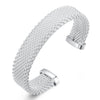 Silver Mesh Knot Open-Cuff Bangle