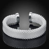 Silver Mesh Knot Open-Cuff Bangle