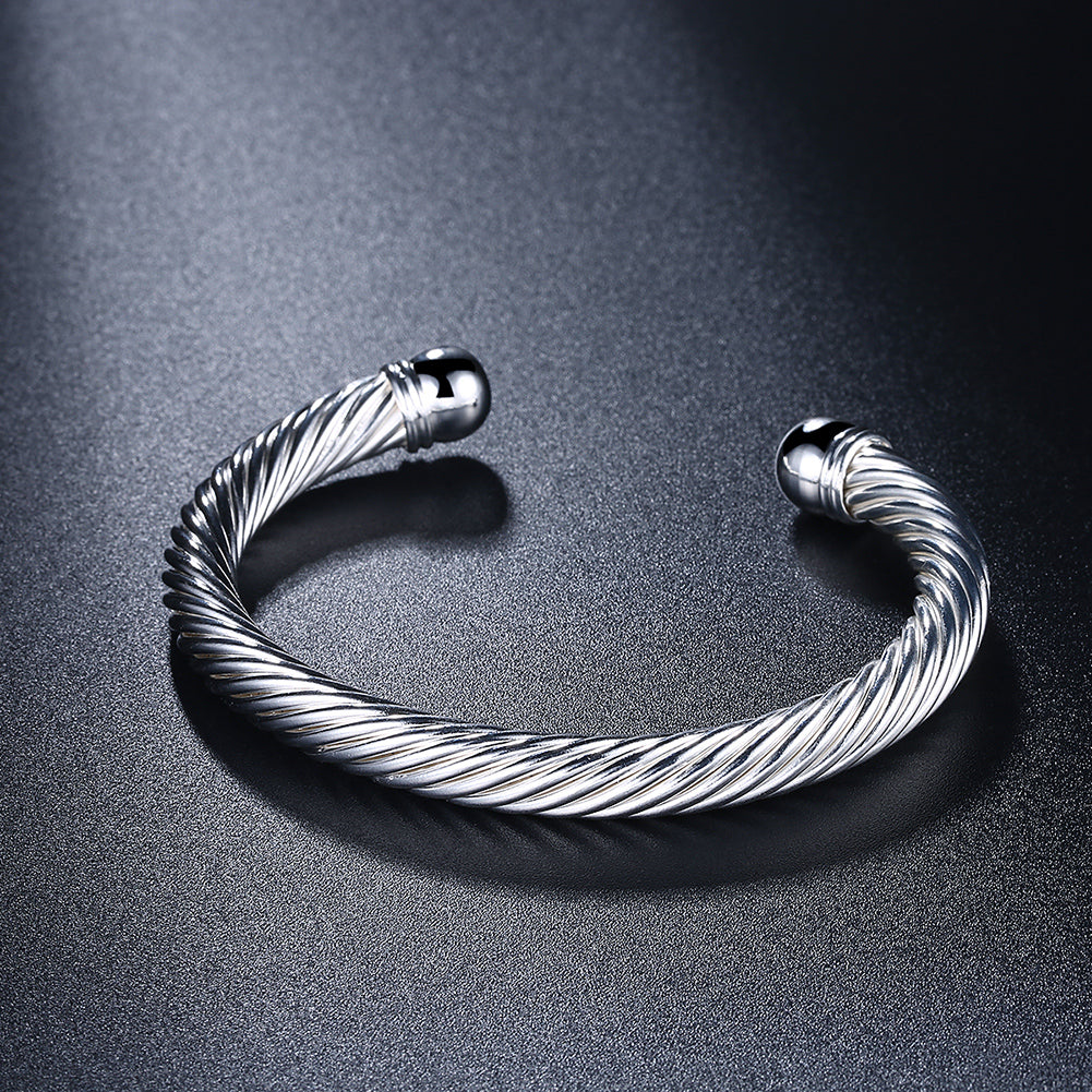 Classic Twist Adjustable Cuff Bangle in 18K White Gold Plated, Bangle, Golden NYC Jewelry, Golden NYC Jewelry jewelryjewelry deals, swarovski crystal jewelry, groupon jewelry,, jewelry for mom,