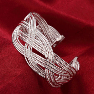 Silver Intertwined Mesh Bangle