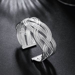 Silver Intertwined Mesh Bangle