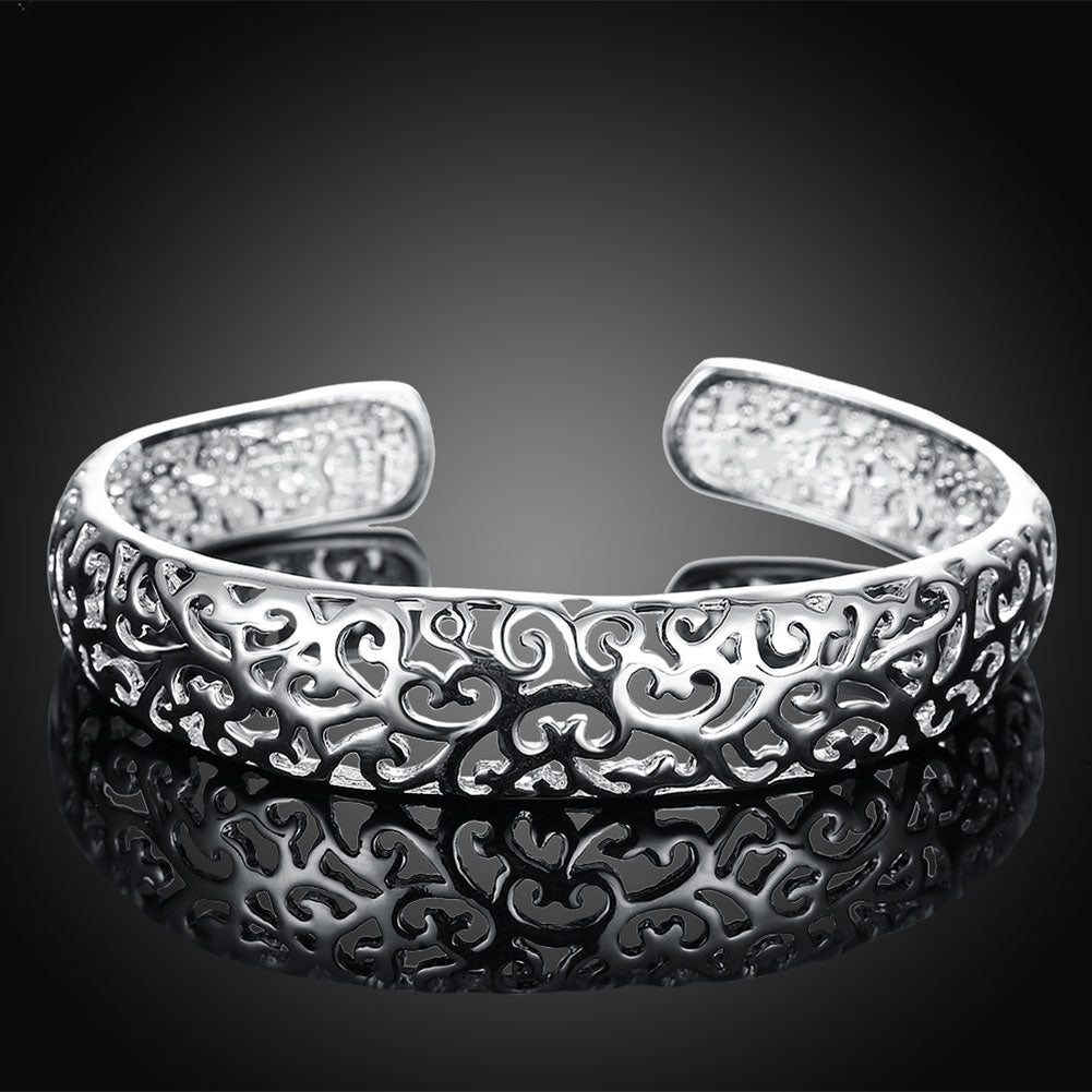 Silver Filigree Open Cuff Bangle