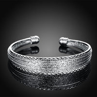 Stacking Mesh Adjustable Cuff Bangle in 18K White Gold Plated