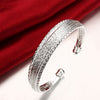 Stacking Mesh Adjustable Cuff Bangle in 18K White Gold Plated