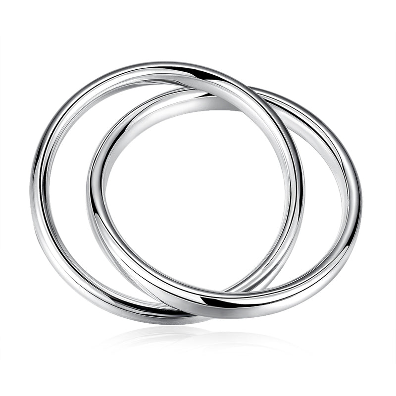 Rolling Bands Bangle in 18K White Gold Plated