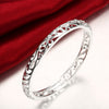 Filigree Heart Bangle in 18K White Gold Plated