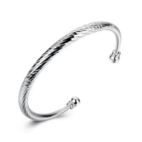 Diamond Cut Adjustable Cuff Bangle in 18K White Gold Plated, Bangle, Golden NYC Jewelry, Golden NYC Jewelry jewelryjewelry deals, swarovski crystal jewelry, groupon jewelry,, jewelry for mom,