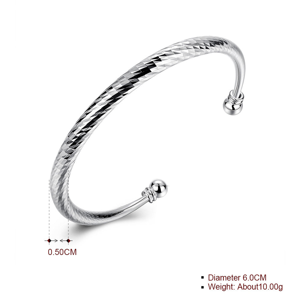 Diamond Cut Adjustable Cuff Bangle in 18K White Gold Plated, Bangle, Golden NYC Jewelry, Golden NYC Jewelry jewelryjewelry deals, swarovski crystal jewelry, groupon jewelry,, jewelry for mom,