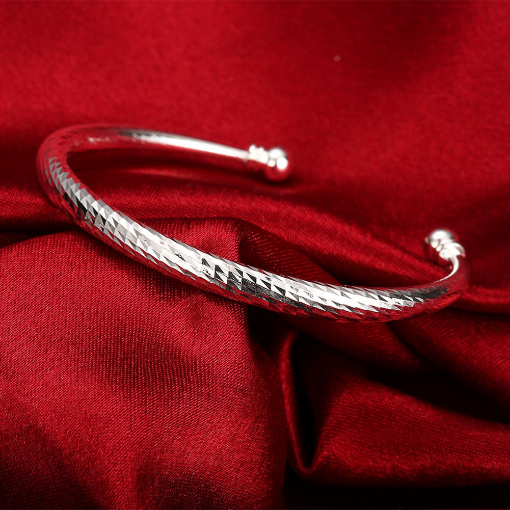 Diamond Cut Adjustable Cuff Bangle in 18K White Gold Plated, Bangle, Golden NYC Jewelry, Golden NYC Jewelry jewelryjewelry deals, swarovski crystal jewelry, groupon jewelry,, jewelry for mom,