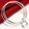 Triple Row Heart Bangle in 18K White Gold Plated