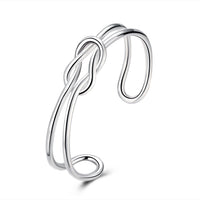 Tie Knot Cuff Bangle in 18K White Gold Plated
