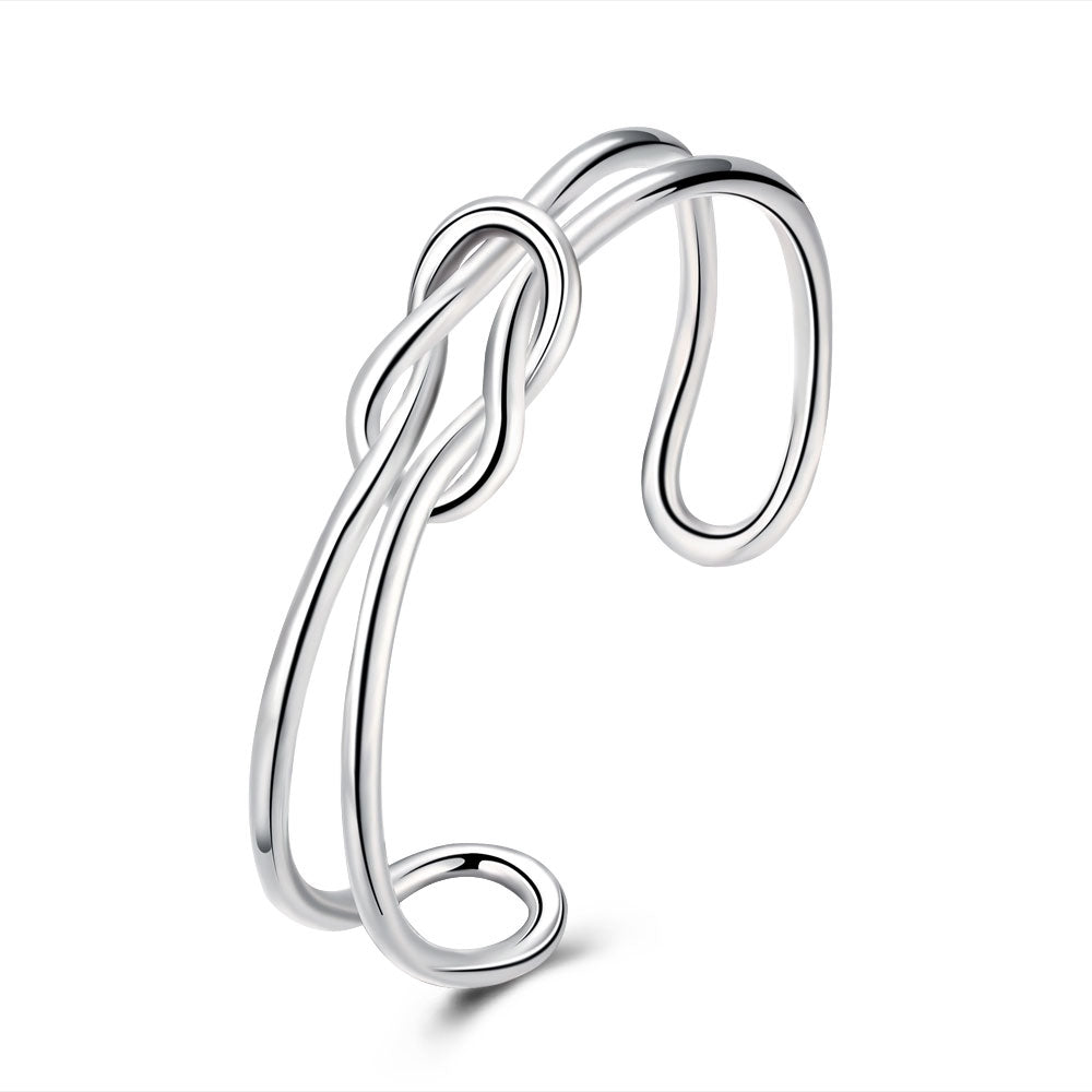 Tie Knot Cuff Bangle in 18K White Gold Plated