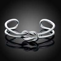 Tie Knot Cuff Bangle in 18K White Gold Plated