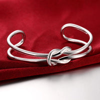 Tie Knot Cuff Bangle in 18K White Gold Plated