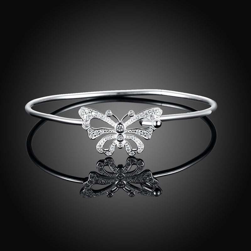 Butterfly Cuff Bangle in 18K White Gold Plated, Bangle, Golden NYC Jewelry, Golden NYC Jewelry jewelryjewelry deals, swarovski crystal jewelry, groupon jewelry,, jewelry for mom,