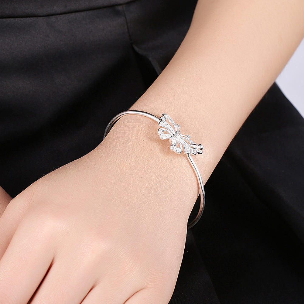 Butterfly Cuff Bangle in 18K White Gold Plated, Bangle, Golden NYC Jewelry, Golden NYC Jewelry jewelryjewelry deals, swarovski crystal jewelry, groupon jewelry,, jewelry for mom,
