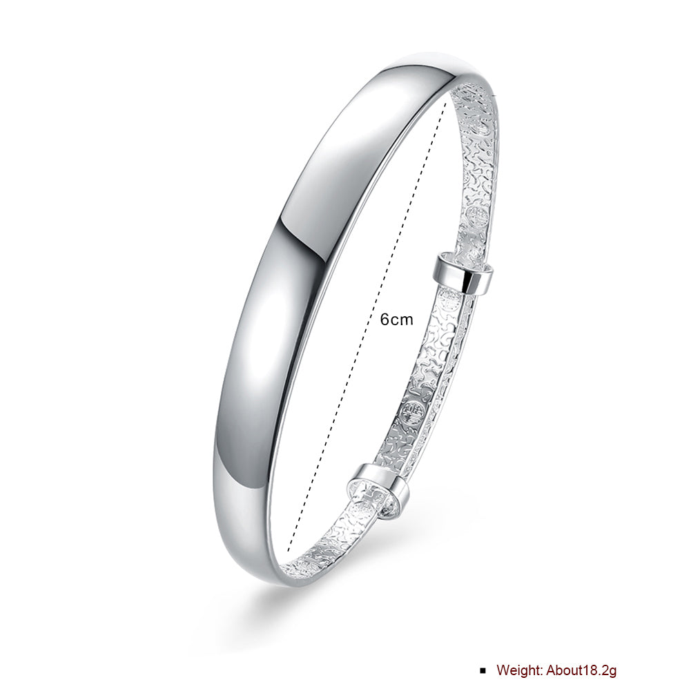 Smooth Cuff Bangle in 18K White Gold Plated