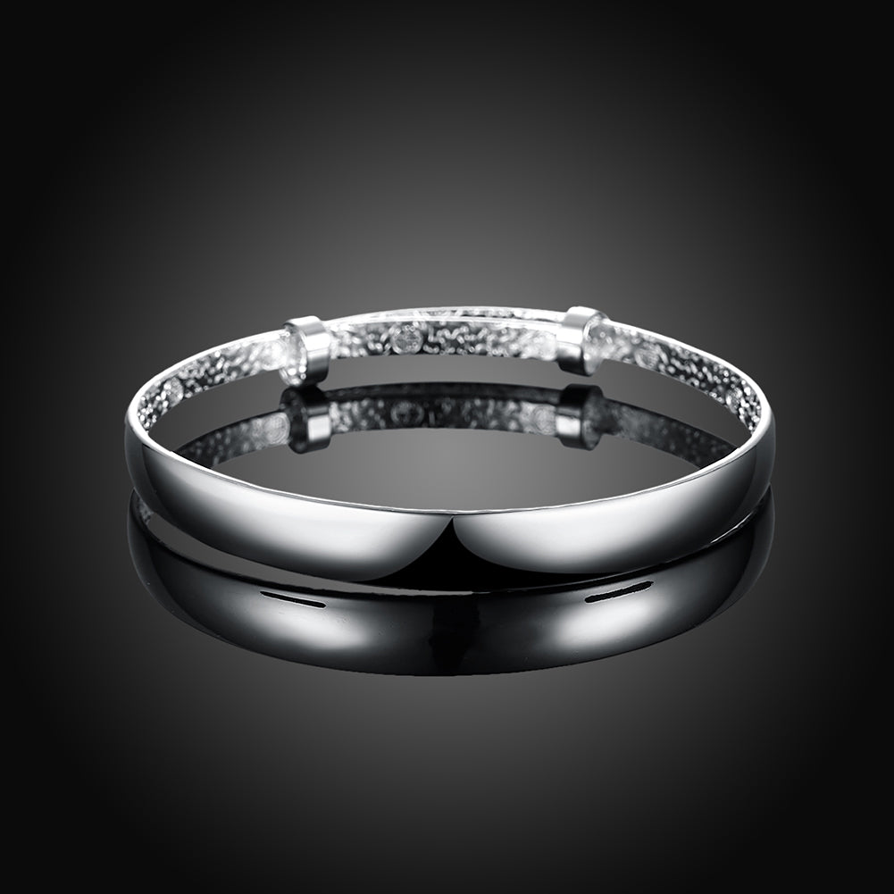 Smooth Cuff Bangle in 18K White Gold Plated