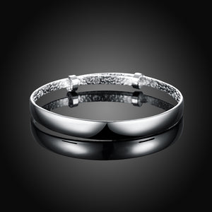Smooth Cuff Bangle in 18K White Gold Plated