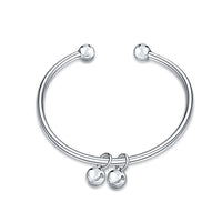 double Balls Cuff Bangle in 18K White Gold Plated