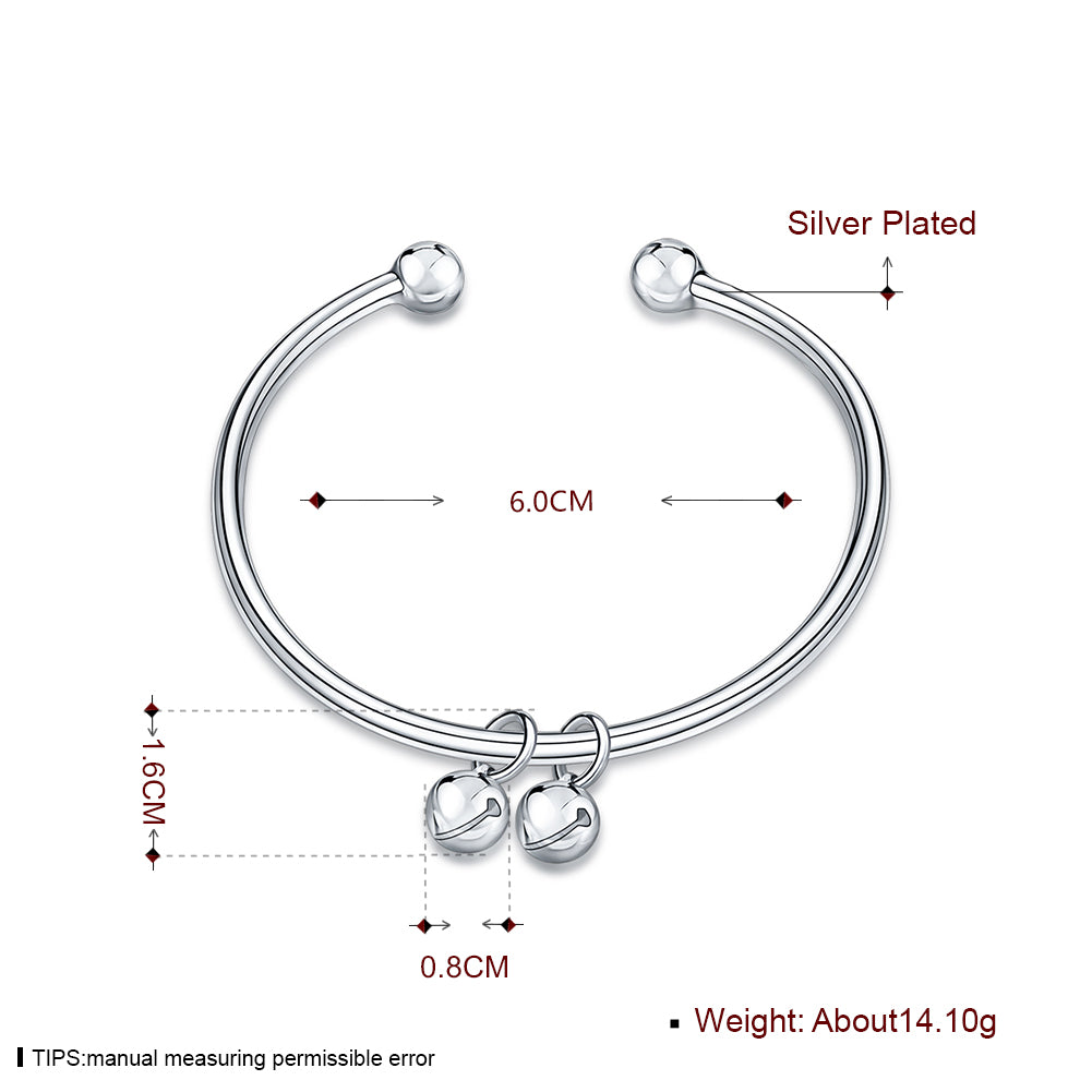 double Balls Cuff Bangle in 18K White Gold Plated