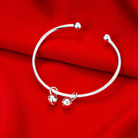 double Balls Cuff Bangle in 18K White Gold Plated