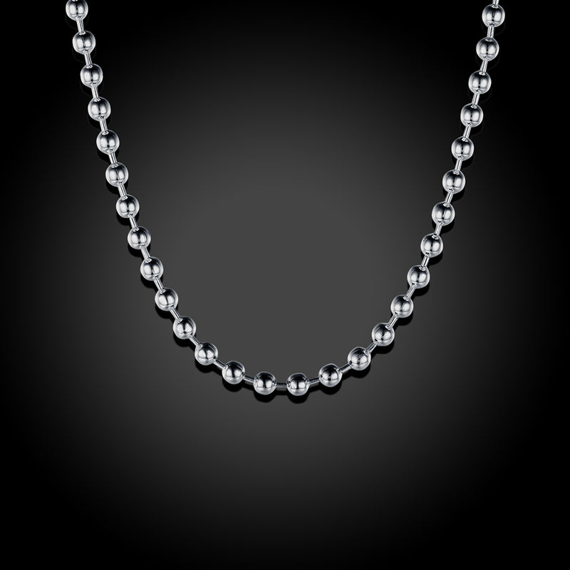 18K White Gold Plated Sleek Ball Beaded Chain Necklace, , Golden NYC Jewelry, Golden NYC Jewelry jewelryjewelry deals, swarovski crystal jewelry, groupon jewelry,, jewelry for mom,