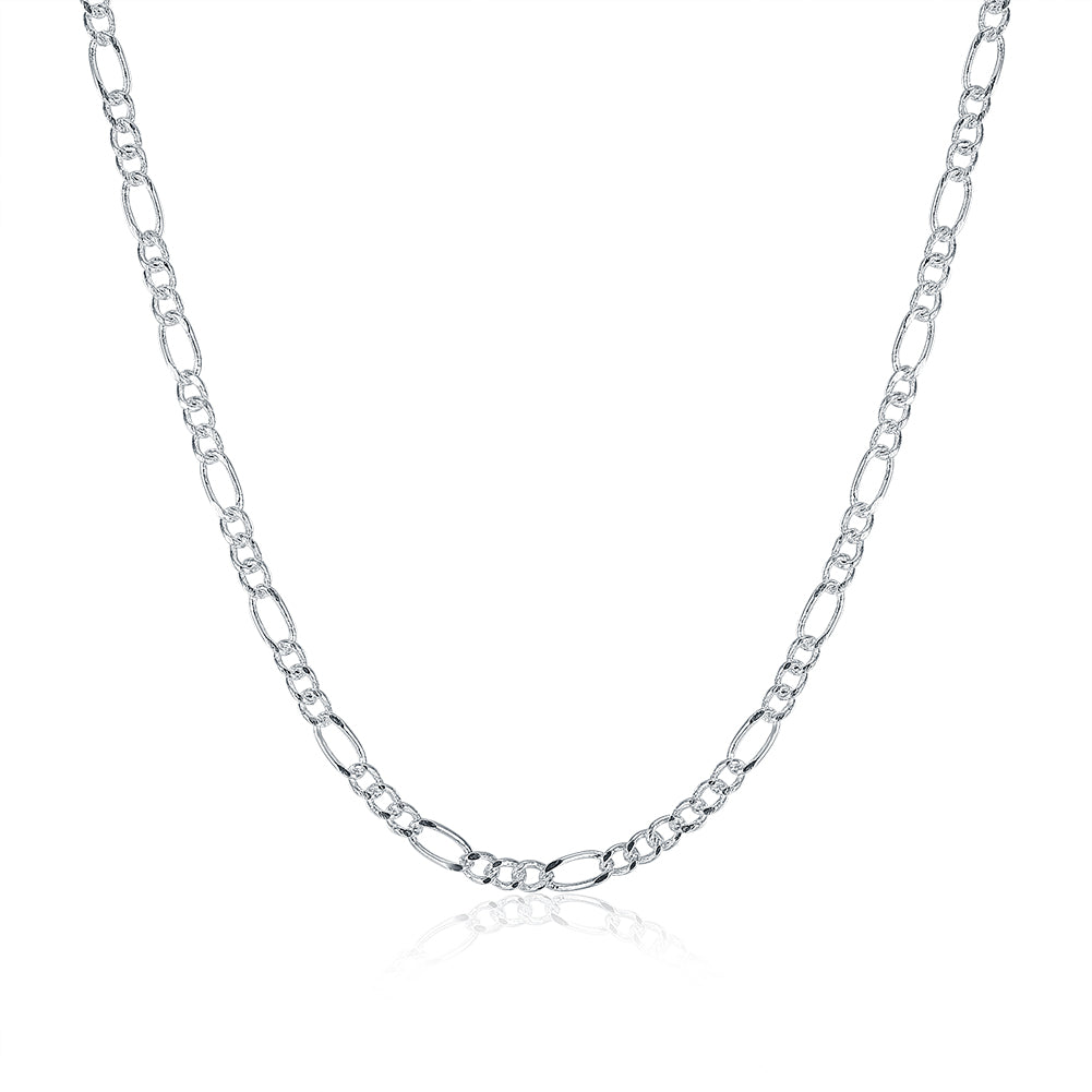 18K White Gold Plated Cuban Figaro Chain Necklace, , Golden NYC Jewelry, Golden NYC Jewelry jewelryjewelry deals, swarovski crystal jewelry, groupon jewelry,, jewelry for mom,