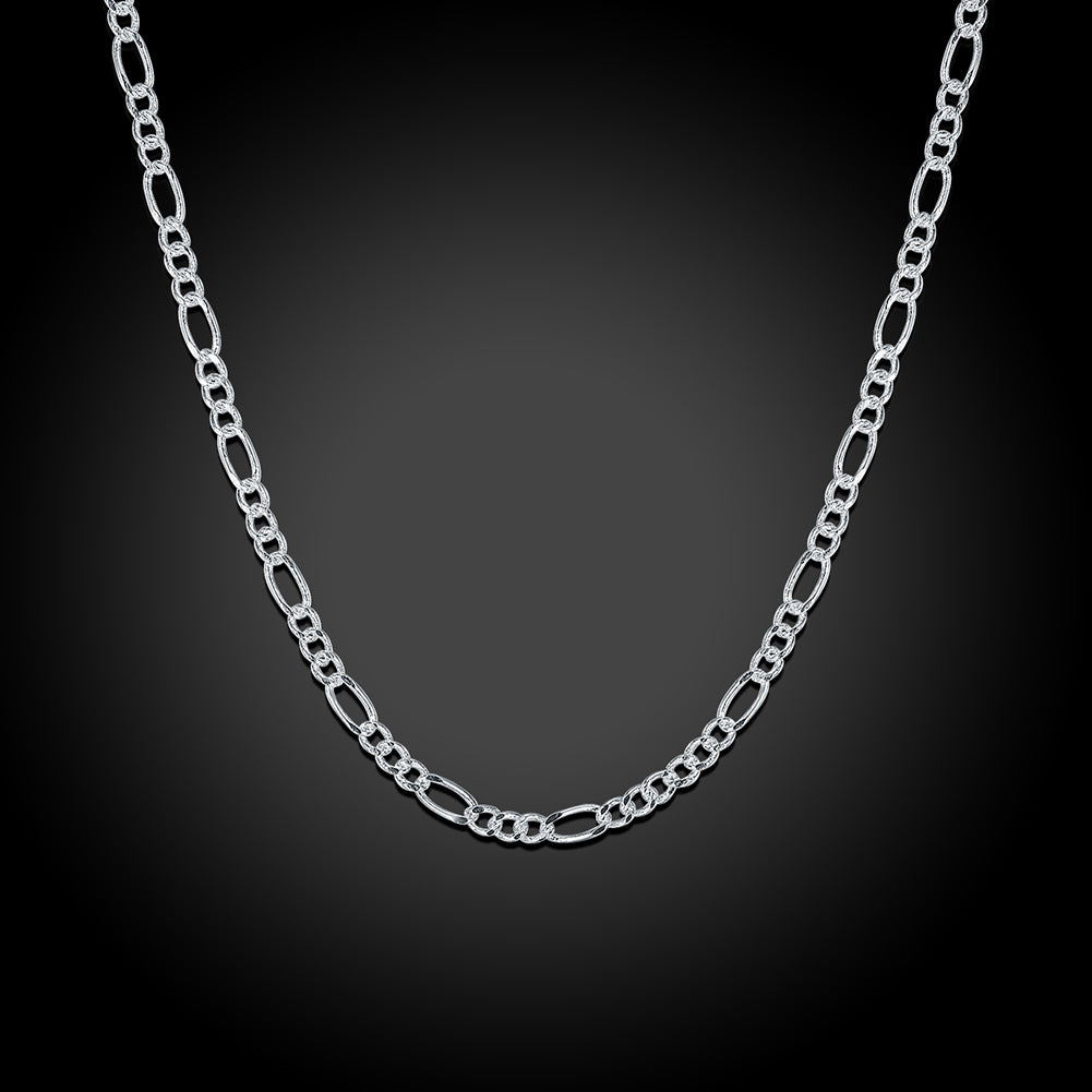 18K White Gold Plated Cuban Figaro Chain Necklace, , Golden NYC Jewelry, Golden NYC Jewelry jewelryjewelry deals, swarovski crystal jewelry, groupon jewelry,, jewelry for mom,