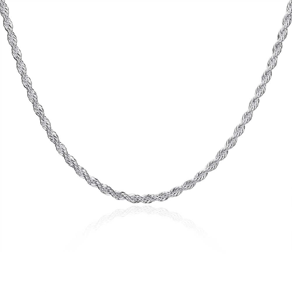 18K White Gold Plated Twisted Rope Chain Necklace, , Golden NYC Jewelry, Golden NYC Jewelry jewelryjewelry deals, swarovski crystal jewelry, groupon jewelry,, jewelry for mom,