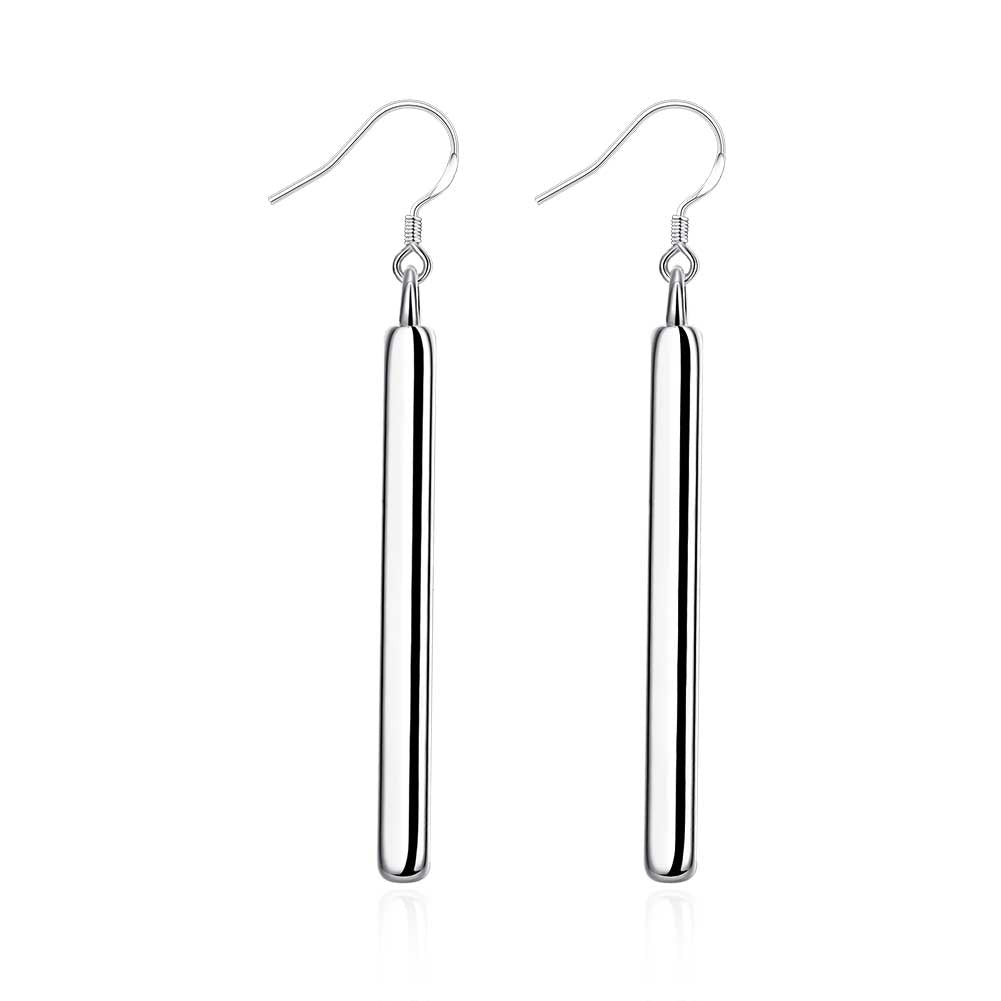 Sleek Vertical Drop Bar Earrings in Sterling Silver Plating - Golden NYC Jewelry www.goldennycjewelry.com fashion jewelry for women