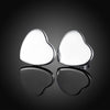 Smooth Heart Stud Earring in 18K White Gold Plated