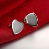 Smooth Heart Stud Earring in 18K White Gold Plated