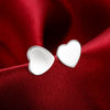 Smooth Heart Stud Earring in 18K White Gold Plated