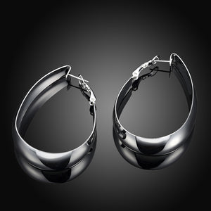 Large Cut Hoop Earring in 18K White Gold Plated