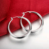 French Lock Hoop Earring in 18K White Gold Plated