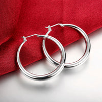 French Lock Hoop Earring in 18K White Gold Plated