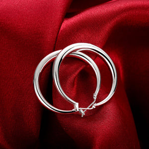 French Lock Hoop Earring in 18K White Gold Plated