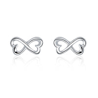 Infinity Heart Stud Earring in 18K White Gold Plated