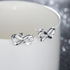 Infinity Heart Stud Earring in 18K White Gold Plated