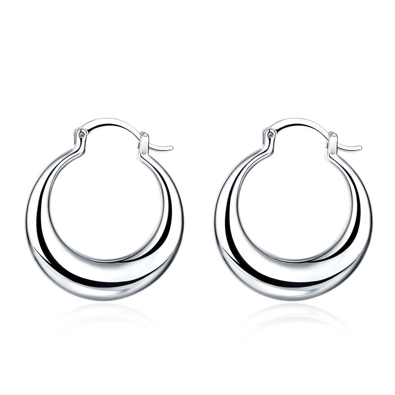 French Locksmooth Hoop Earring in 18K White Gold Plated