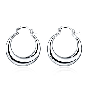 French Locksmooth Hoop Earring in 18K White Gold Plated