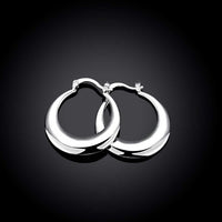 French Locksmooth Hoop Earring in 18K White Gold Plated