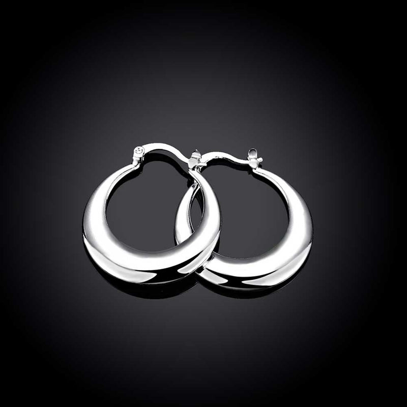 French Locksmooth Hoop Earring in 18K White Gold Plated