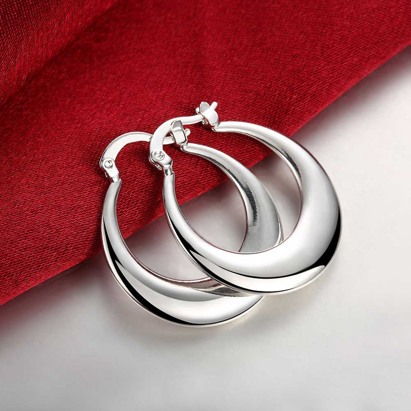 French Locksmooth Hoop Earring in 18K White Gold Plated