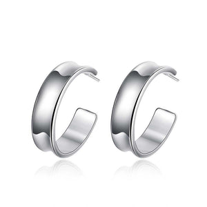 C Studs Stud Earring in 18K White Gold Plated