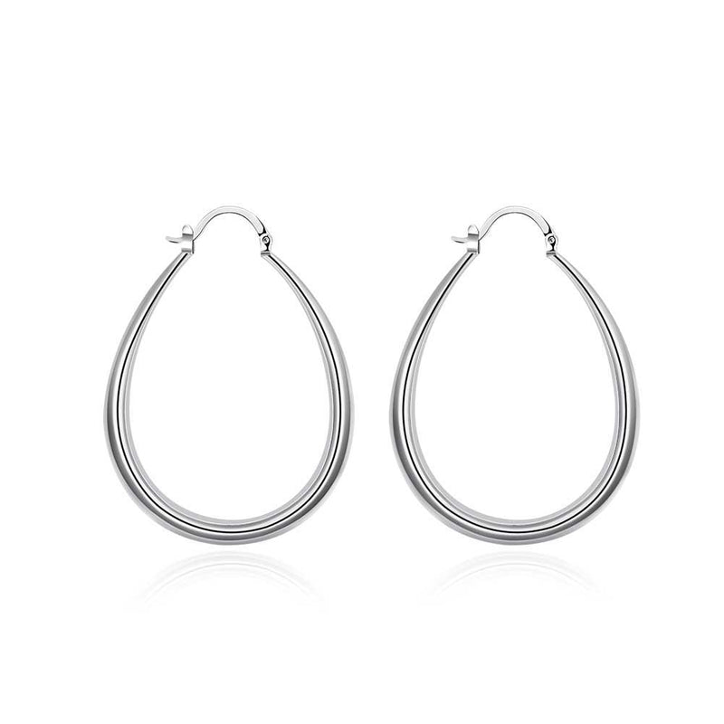 40mm French Lock Hoop Earring in 18K White Gold Plated, Earring, Golden NYC Jewelry, Golden NYC Jewelry jewelryjewelry deals, swarovski crystal jewelry, groupon jewelry,, jewelry for mom,