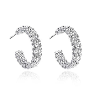 Mesh Stud Earring in 18K White Gold Plated