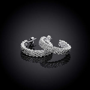 Mesh Stud Earring in 18K White Gold Plated